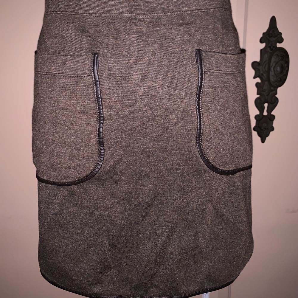 Sophie Max Brown Pencil Skirt with Black Accents